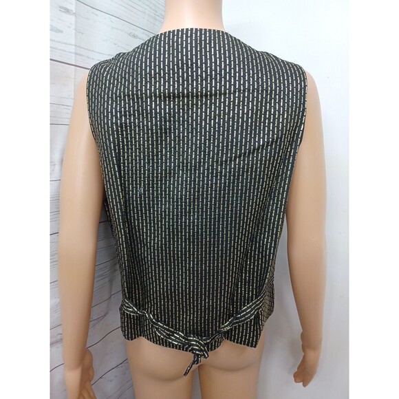 Vtg Womens The Icing Vest Black Gold Tone Striped Metallic Sz M - Picture 5 of 9